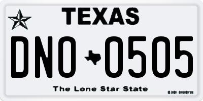 TX license plate DNO0505