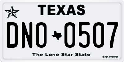 TX license plate DNO0507