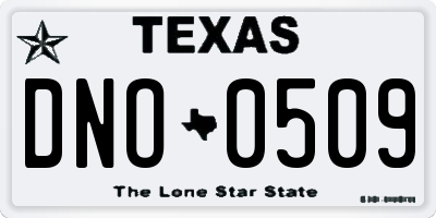 TX license plate DNO0509