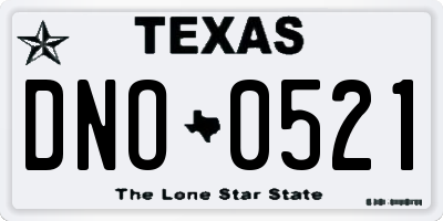 TX license plate DNO0521