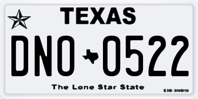 TX license plate DNO0522