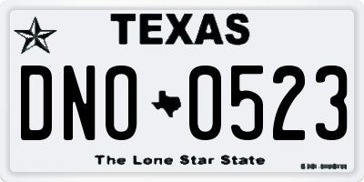 TX license plate DNO0523