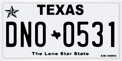 TX license plate DNO0531