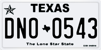 TX license plate DNO0543