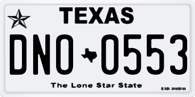 TX license plate DNO0553