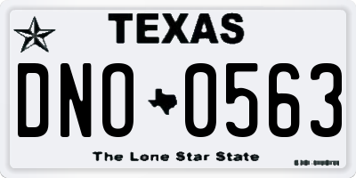 TX license plate DNO0563