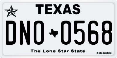 TX license plate DNO0568