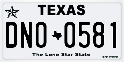 TX license plate DNO0581