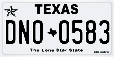 TX license plate DNO0583
