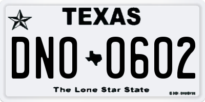 TX license plate DNO0602