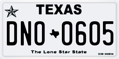TX license plate DNO0605