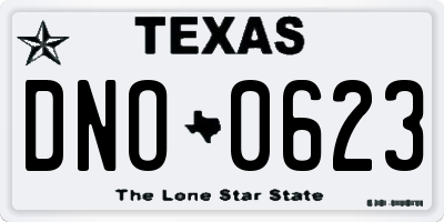 TX license plate DNO0623