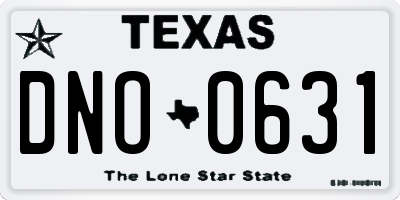 TX license plate DNO0631