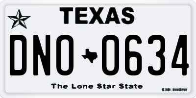 TX license plate DNO0634