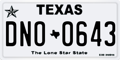 TX license plate DNO0643