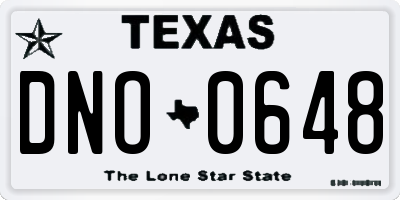 TX license plate DNO0648