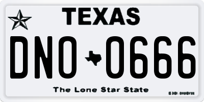 TX license plate DNO0666