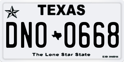 TX license plate DNO0668