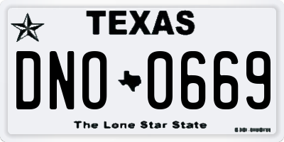 TX license plate DNO0669