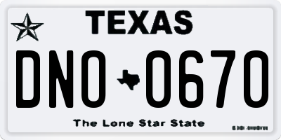 TX license plate DNO0670
