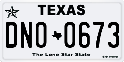 TX license plate DNO0673