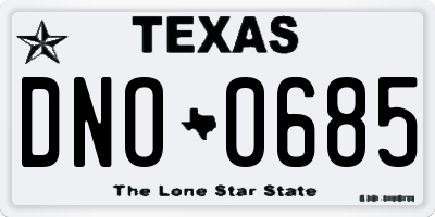 TX license plate DNO0685
