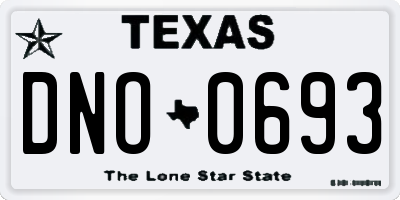 TX license plate DNO0693
