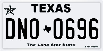 TX license plate DNO0696