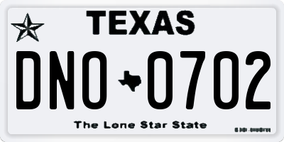 TX license plate DNO0702