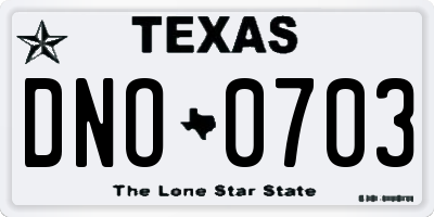 TX license plate DNO0703