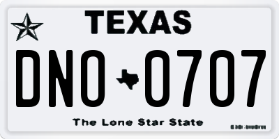 TX license plate DNO0707
