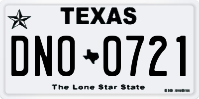 TX license plate DNO0721