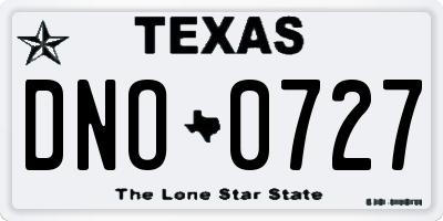 TX license plate DNO0727