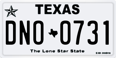TX license plate DNO0731