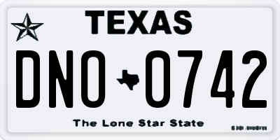 TX license plate DNO0742
