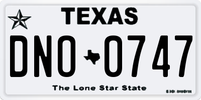 TX license plate DNO0747