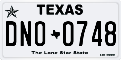 TX license plate DNO0748