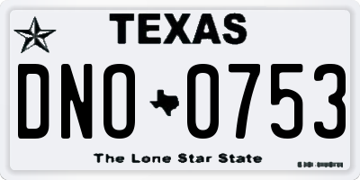 TX license plate DNO0753