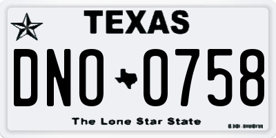 TX license plate DNO0758