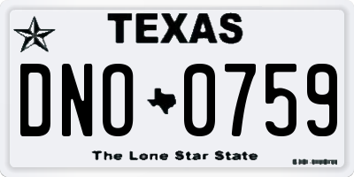 TX license plate DNO0759