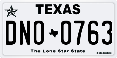 TX license plate DNO0763