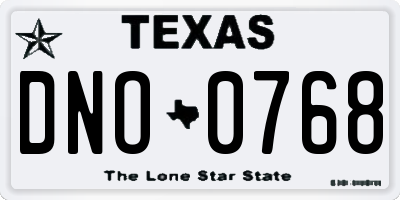 TX license plate DNO0768