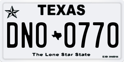 TX license plate DNO0770