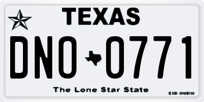 TX license plate DNO0771