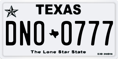 TX license plate DNO0777