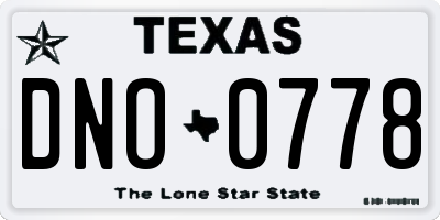 TX license plate DNO0778