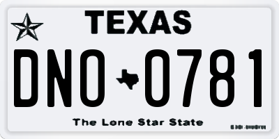 TX license plate DNO0781