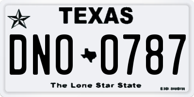TX license plate DNO0787