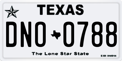 TX license plate DNO0788