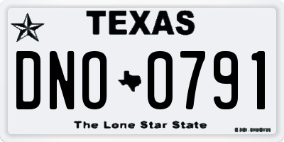 TX license plate DNO0791